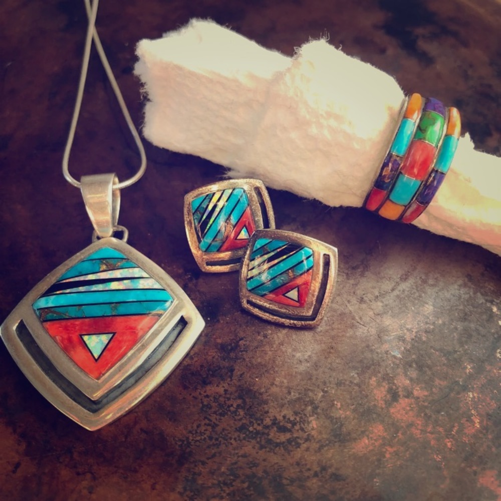 Navajo Multi Stone Sterling Jewelry Set
